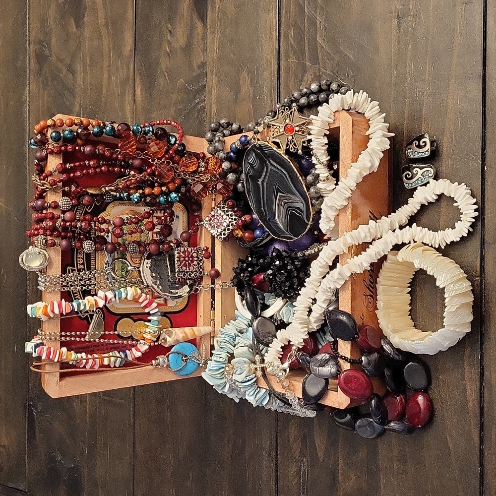 Overflowing Treasure Chest Jewelry Bundle, Arturo Fuente Wood Cigar Box